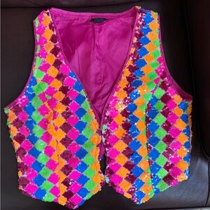 NWOT Nasty Gal Rainbow Sequin Vest